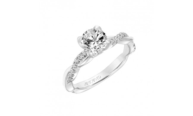 Artcarved Bridal Semi-Mounted with Side Stones Contemporary Floral Engagement Ring Daffodil 14K White Gold - 31-V782ERW-E.01