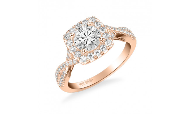 Artcarved Bridal Mounted with CZ Center Contemporary Lyric Halo Engagement Ring Shelby 14K Rose Gold - 31-V1013ERR-E.00