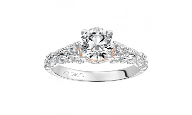 Artcarved Bridal Mounted with CZ Center Vintage Engagement Ring 14K White Gold - 31-V528ERW-E.00
