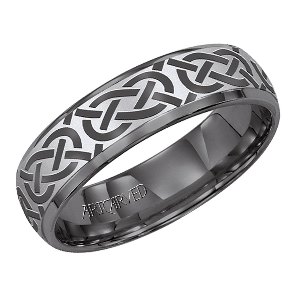 ArtCarved Gray Tungsten Carbide 6mm Celtic Style Wedding