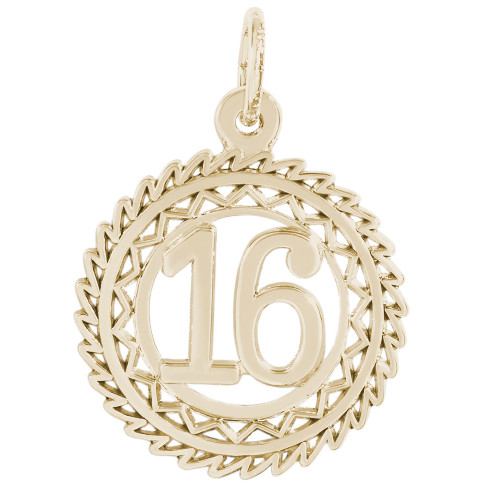 14k Gold Number 16 Charm | Diamond Durrell's