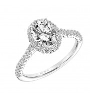 Artcarved Bridal Semi-Mounted with Side Stones Classic Halo Engagement Ring Jocelyn 14K White Gold - 31-V892EVW-E.01