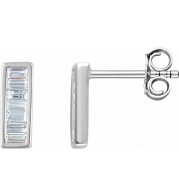 14K White 1/3 CTW Diamond Baguette Bar Earrings - 65188660004P