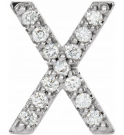 14K White .06 CTW Diamond Single Initial X Earring - 867976120P