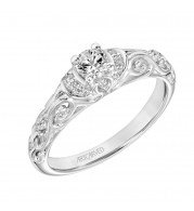 Artcarved Bridal Mounted Mined Live Center Vintage One Love Engagement Ring Peyton 18K White Gold - 31-V284ARW-E.04