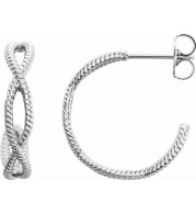 14K White 17x3.6 mm Rope Hoop Earrings - 86450601P