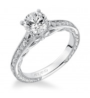 Artcarved Bridal Semi-Mounted with Side Stones Vintage Filigree Diamond Engagement Ring Vi0La 14K White Gold - 31-V623ERW-E.01