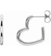 14K White Heart Hoop Earrings - 87040600P