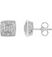 14K White 1/10 CTW Diamond Cluster Earrings - 65294560002P