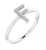 14K White .06 CTW Diamond Initial F Ring - 1238346025P