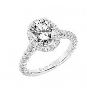 Artcarved Bridal Semi-Mounted with Side Stones Classic Halo Engagement Ring Clementine 18K White Gold - 31-V808GVW-E.03