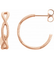 14K Rose 20x4 mm Rope Hoop Earrings - 86450607P