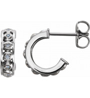 14K White .07 CTW Diamond Hoop Earrings - 86372600P