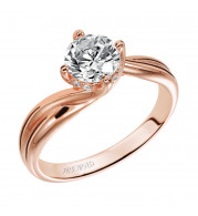 Artcarved Bridal Mounted with CZ Center Contemporary Twist Solitaire Engagement Ring Whitney 14K Rose Gold - 31-V303ERR-E.01