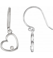 14K White .03 CTW Diamond Heart Earrings - 8554660001P