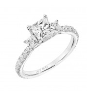 Artcarved Bridal Semi-Mounted with Side Stones Classic Diamond 3-Stone Engagement Ring Rea 18K White Gold - 31-V812ECW-E.03