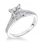 Artcarved Bridal Semi-Mounted with Side Stones Vintage Milgrain Diamond Engagement Ring Kayee 14K White Gold - 31-V604GCW-E.01