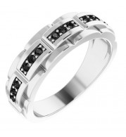 14K White 1/4 CTW Black Diamond Pattern Ring - 9860600P