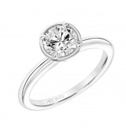 Artcarved Bridal Mounted with CZ Center Contemporary Bezel Engagement Ring Lake 18K White Gold - 31-V837ERW-E.02