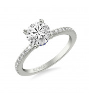 Artcarved Bridal Mounted with CZ Center Classic Engagement Ring 14K White Gold & Blue Sapphire - 31-V544SGRW-E.00