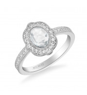 Artcarved Bridal Mounted Mined Live Center Vintage Halo Engagement Ring 18K White Gold - 31-V1000CVW-E.01