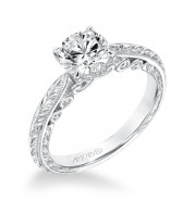Artcarved Bridal Semi-Mounted with Side Stones Vintage Filigree Diamond Engagement Ring Anwen 14K White Gold - 31-V690ERW-E.01