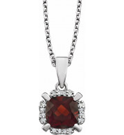 14K White Mozambique Garnet & .05 CTW Diamond 18 Necklace - 65195360001P