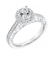 Artcarved Bridal Semi-Mounted with Side Stones Vintage Heritage Engagement Ring Indra 14K White Gold - 31-V721ERW-E.01