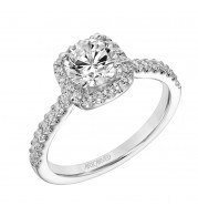 Artcarved Bridal Semi-Mounted with Side Stones Classic Halo Engagement Ring Tori 14K White Gold - 31-V867ERW-E.01
