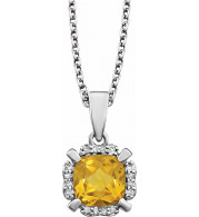 14K White Citrine & .05 CTW Diamond 18 Necklace - 65195360011P