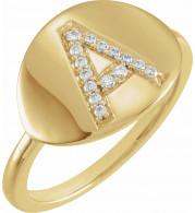 14K Yellow Initial A 1/10 CTW Diamond Ring - 653628600P
