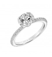 Artcarved Bridal Mounted with CZ Center Contemporary Bezel Engagement Ring Gray 18K White Gold - 31-V836ERW-E.02