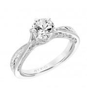 Artcarved Bridal Semi-Mounted with Side Stones Vintage Filigree Diamond Engagement Ring Faith 14K White Gold - 31-V789ERW-E.01