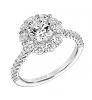Artcarved Bridal Semi-Mounted with Side Stones Classic Halo Engagement Ring Penny 14K White Gold - 31-V862ERW-E.01