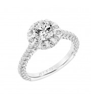 Artcarved Bridal Mounted with CZ Center Classic Halo Engagement Ring Pamela 18K White Gold - 31-V809ERW-E.02