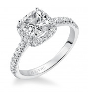 Artcarved Bridal Mounted with CZ Center Classic Halo Engagement Ring Layla 14K White Gold - 31-V324GUW-E.00