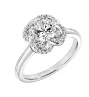 Artcarved Bridal Semi-Mounted with Side Stones Halo Engagement Ring Nola 14K White Gold - 31-V852ERW-E.01