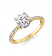 Artcarved Bridal Semi-Mounted with Side Stones Classic Engagement Ring 14K Yellow Gold & Blue Sapphire - 31-V1032SGRY-E.01