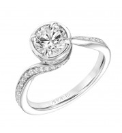 Artcarved Bridal Semi-Mounted with Side Stones Contemporary Bezel Diamond Engagement Ring Tinsley 14K White Gold - 31-V833ERW-E.01