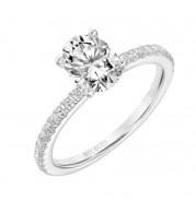 Artcarved Bridal Semi-Mounted with Side Stones Classic Engagement Ring Sybil 14K White Gold - 31-V544EVW-E.01