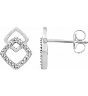 14K White 1/10 CTW Diamond Geometric Earrings - 65227260001P