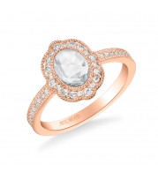 Artcarved Bridal Mounted Mined Live Center Vintage Halo Engagement Ring 18K Rose Gold - 31-V1000CVR-E.01
