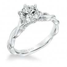 Artcarved Bridal Semi-Mounted with Side Stones Contemporary Twist Solitaire Engagement Ring Tala 14K White Gold - 31-V676ERW-E.01
