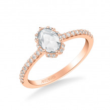 Artcarved Bridal Mounted Mined Live Center Classic Halo Engagement Ring Madelyn 18K Rose Gold - 31-V990CVR-E.01