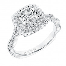 Artcarved Bridal Mounted with CZ Center Contemporary Rope Halo Engagement Ring Ashby 14K White Gold - 31-V700EUW-E.00