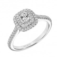 Artcarved Bridal Semi-Mounted with Side Stones Classic One Love Halo Engagement Ring Avril 14K White Gold - 31-V608ARW-E.04