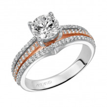 Artcarved Bridal Mounted with CZ Center Classic Diamond Engagement Ring Elizabeth 14K White Gold Primary & 14K Rose Gold - 31-V210ERR-E.01