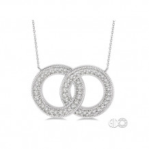 Ashi 10k White Gold Single Cut Diamond Double Circles Rope Chain Pendant