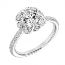 Artcarved Bridal Semi-Mounted with Side Stones Classic Contemporary Engagement Ring Lillian 18K White Gold - 31-V860ERW-E.03