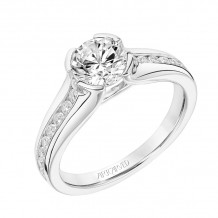 Artcarved Bridal Semi-Mounted with Side Stones Contemporary Bezel Engagement Ring Raina 14K White Gold - 31-V839ERW-E.01